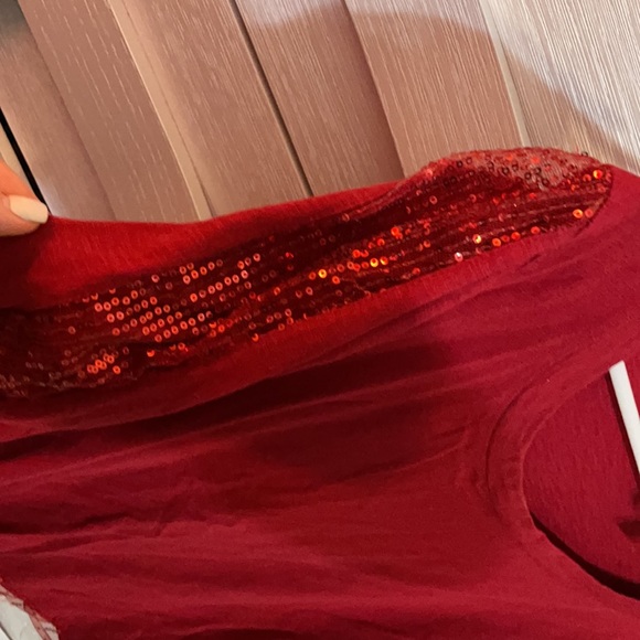 Red sequin long sleeve top - Picture 3 of 4